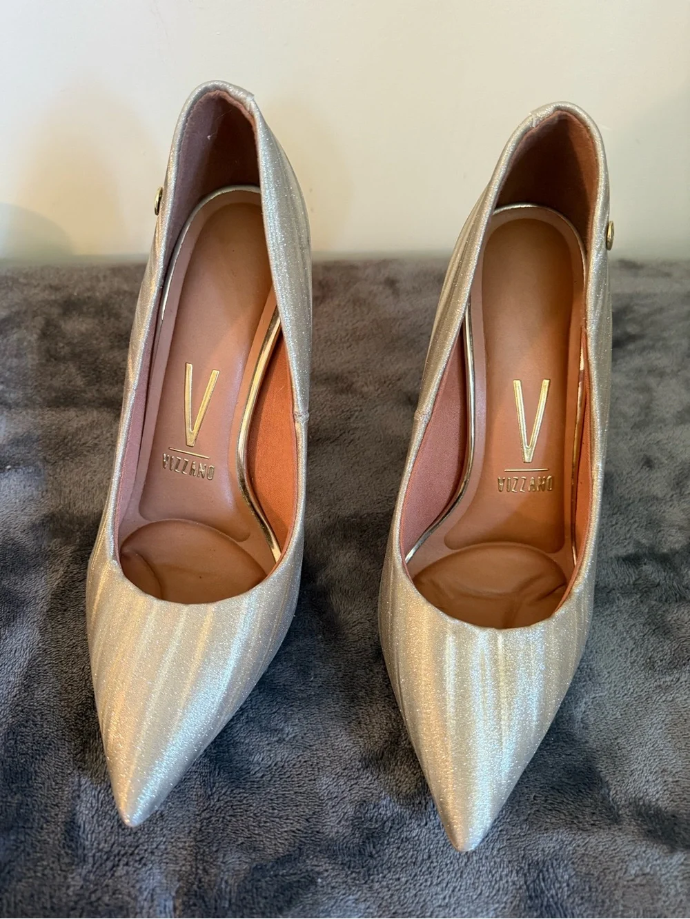 Vizzano Silver Metallic Pointed Stiletto Pumps